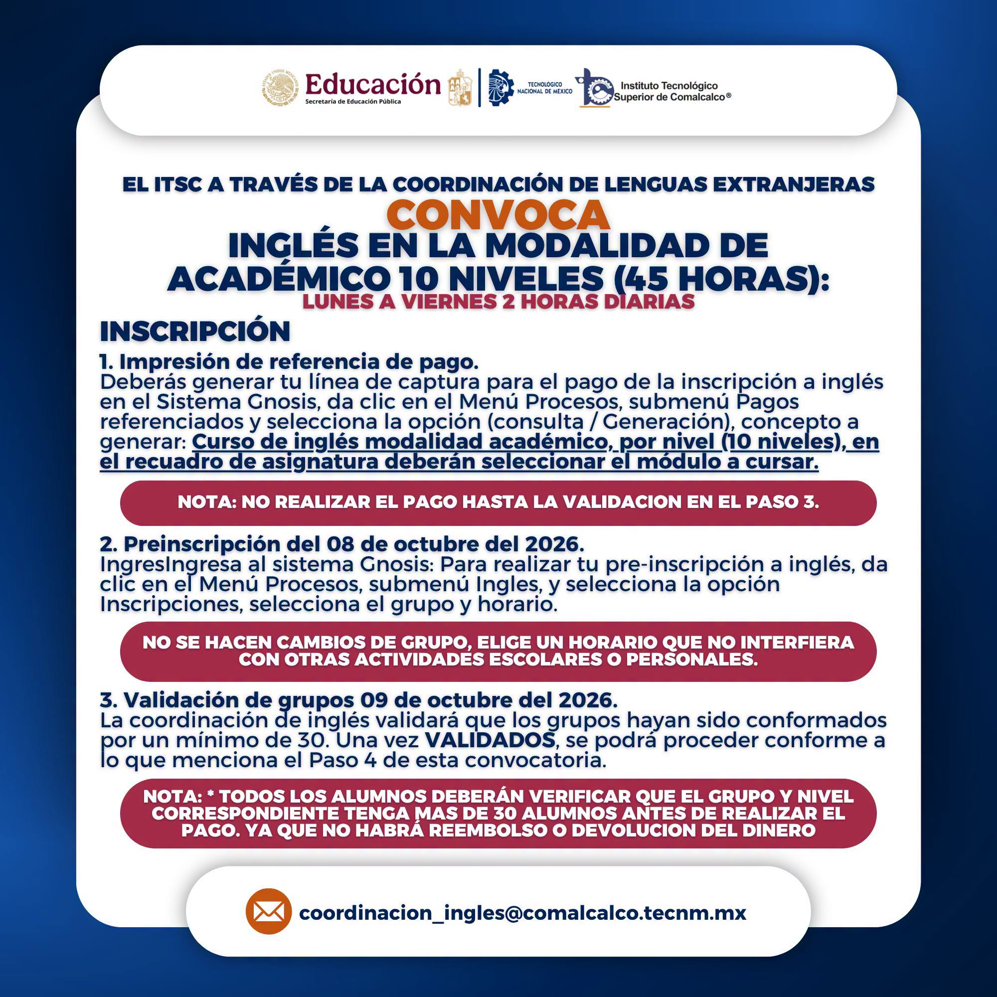 CONVOCATORIA MODALIDAD CURSOS